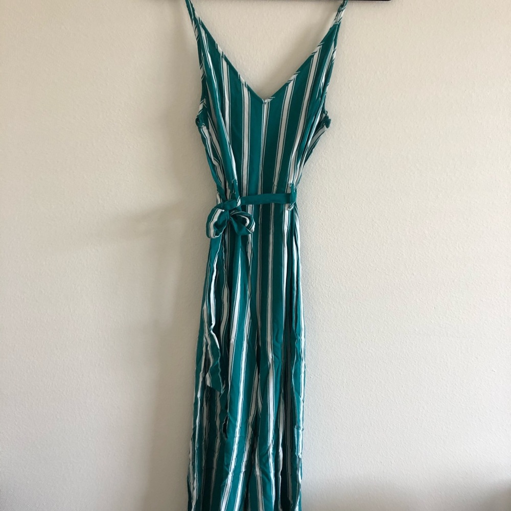Full length forever21 green jumpsuit